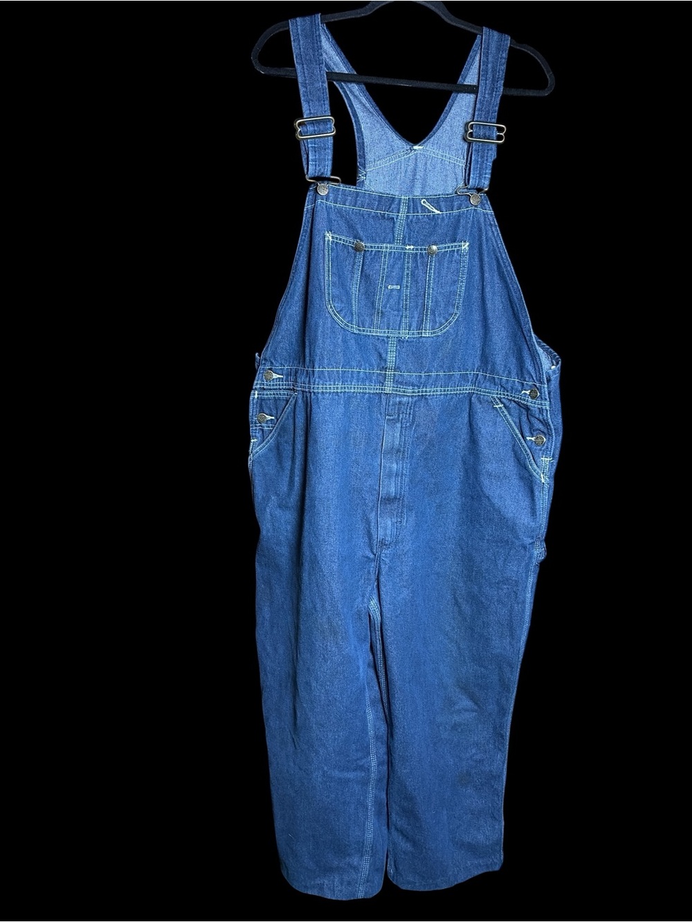 Roebucks Bib Overalls Mens 46x30 Blue Denim Carpenter Workwear